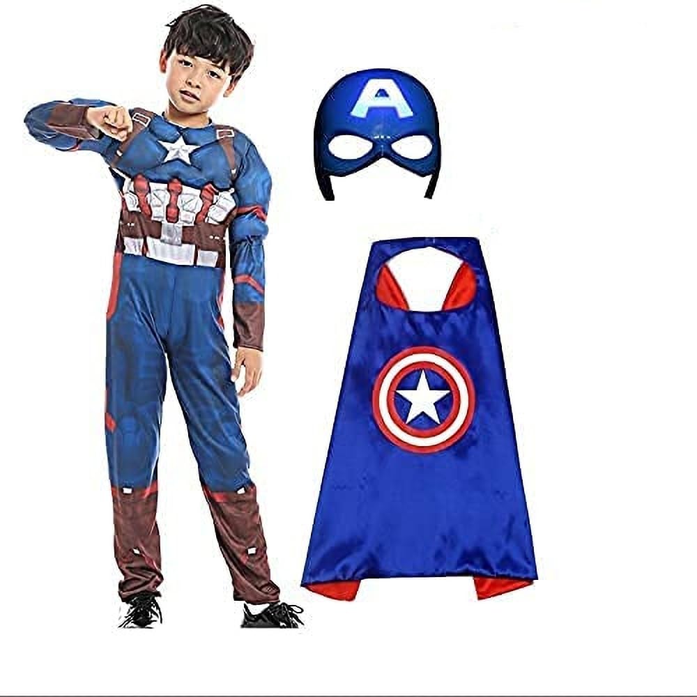 FIERWARZ Hosiery Captain America Full Muscle Dress Set With Mask Avenger Superhero Costume For Kids Halloween Dress Fancydress Birthday Gift | Cosplay Bodysuit for Boys and Girls (3-4 Yr), CAFD (B0D1FHGD73) Amazon Price History, Amazon Price Tracker