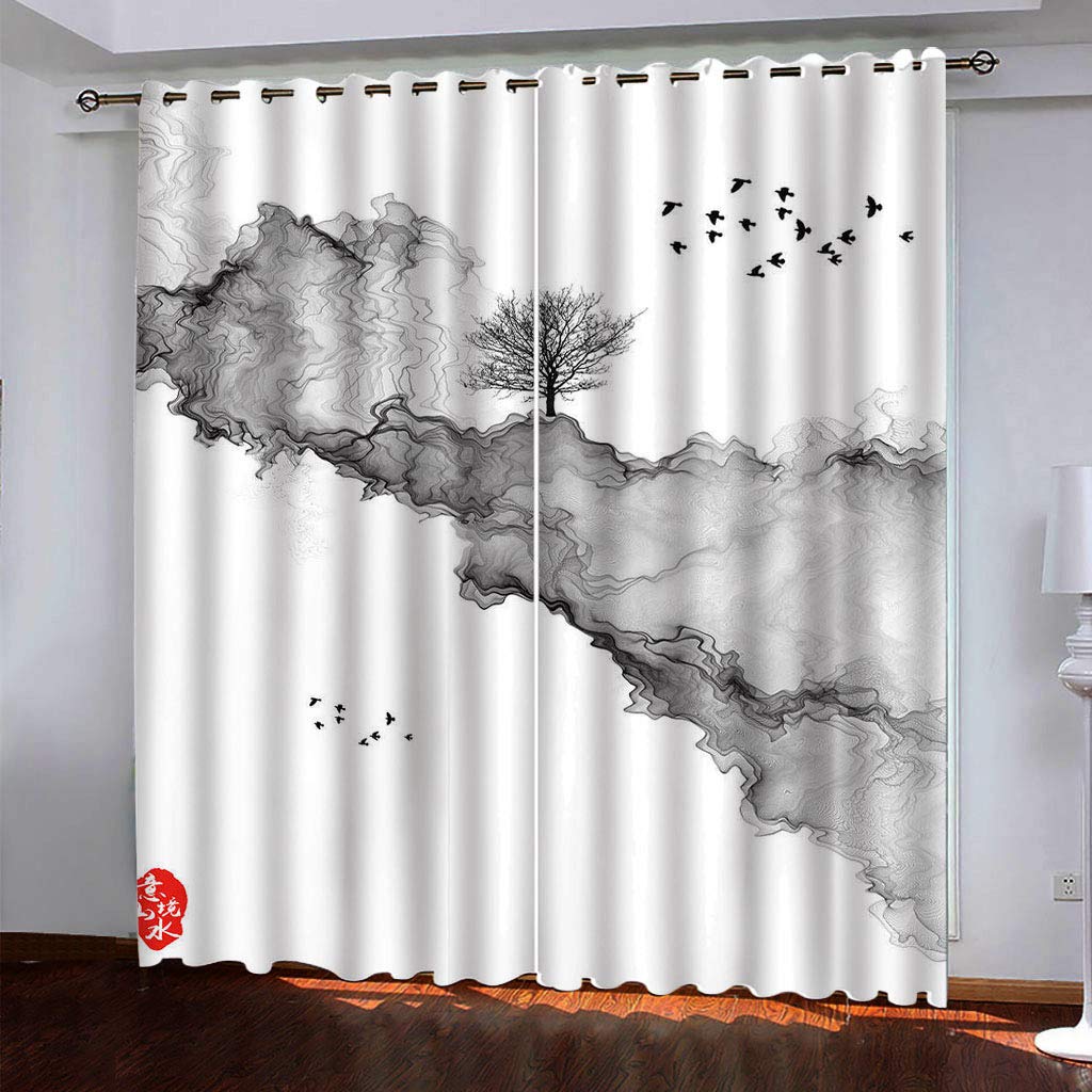 MAYNUO Rideaux Chambre Adulte 3D Art du Nuage Noir Rideau Salon Moderne Décoration De Fenêtre Draperies 250x200 Cm A Oeillet avec Motif Moderne Isolant Thermique, Lot de Occultants