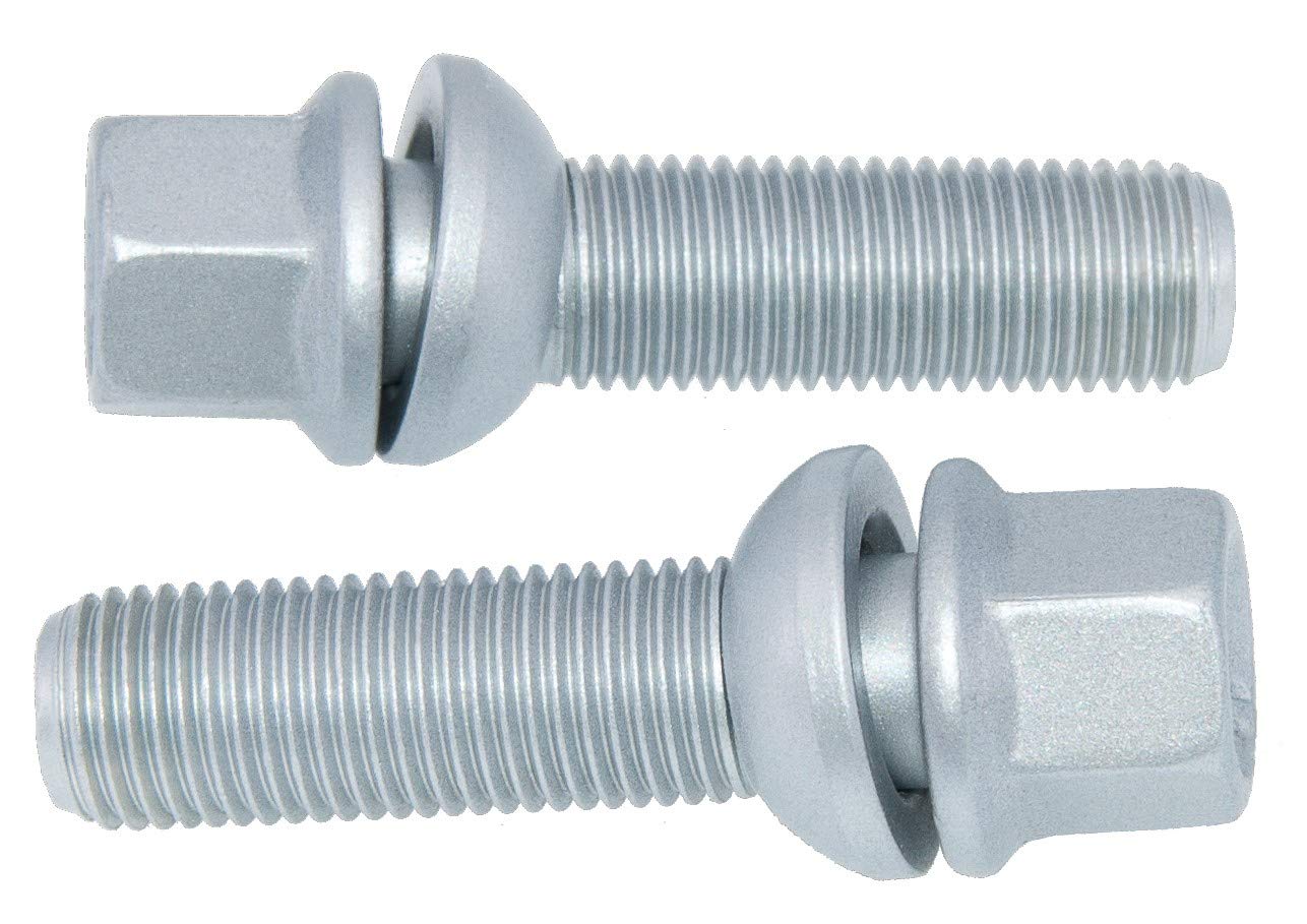 Levando 20 sztuk 2-częściowy zestaw śrub do kół, M14 x 1,5, długość trzonu z kulkami R13, ruchome D = 26 mm SW17 – zestaw sworzni kół pasuje do modeli Audi A, VW Golf, Passat, Polo, UVM, kolor srebrny