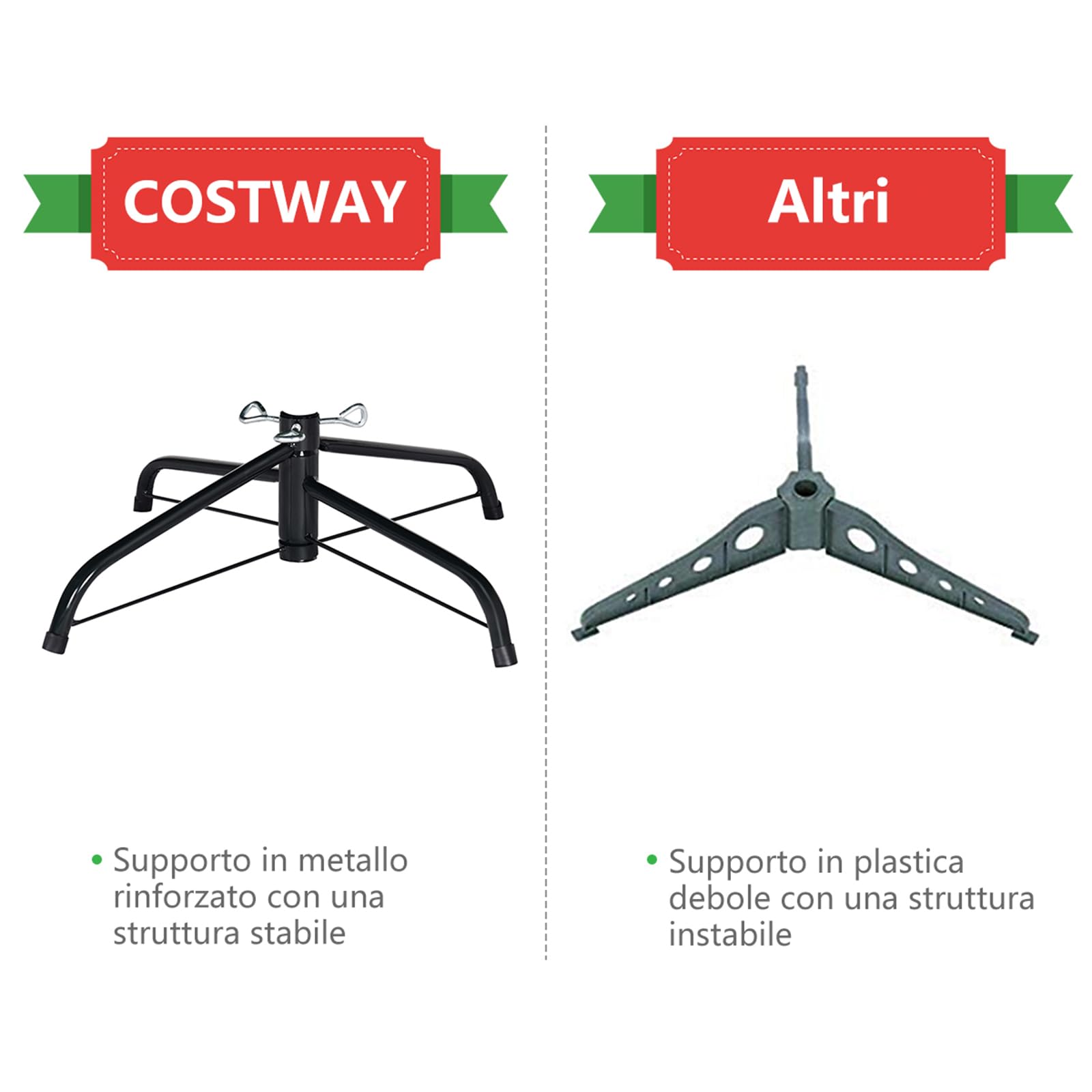 COSTWAY Albero di Natale Innevato 180/220 cm, Albero di Natale Slim con Pigne, Base di Metallo e Rami Rigogliosi in PVC, Ideale per Casa, Ufficio e Negozio (180 cm)