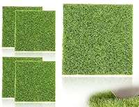 KAPSING 4 Stück Kunstrasen, 15x15cm Kunstrasen Teppich, Miniatur deko Garten Kunstrasen Verzierung Moos DIY Dekorationen, Kompatibel mit Miniatur Ornament Mini Garten