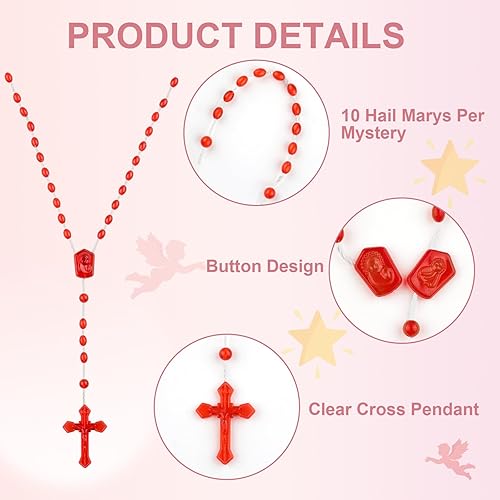 Miniatura 3 de SHAOQINLIN 36 Rosarios de plástico, rosarios a granel de 17 pulgadas, rosarios de plástico para oración, rosario de plástico surtido, rosarios de