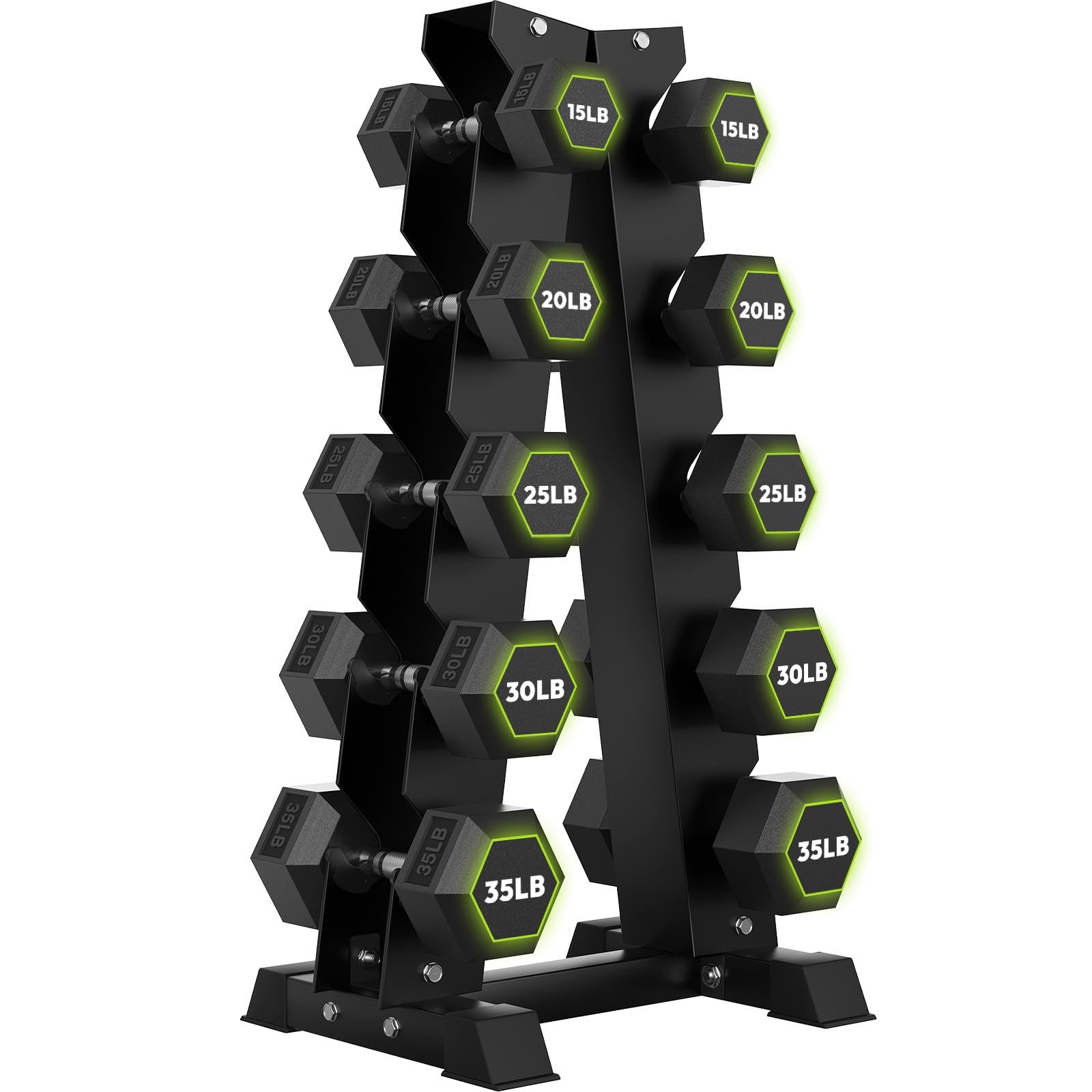 Hex Weights Dumbbells Set with Rack 100-550 lb Rubber Coated Dumbbell Sets with Storage Free Hand Weight for