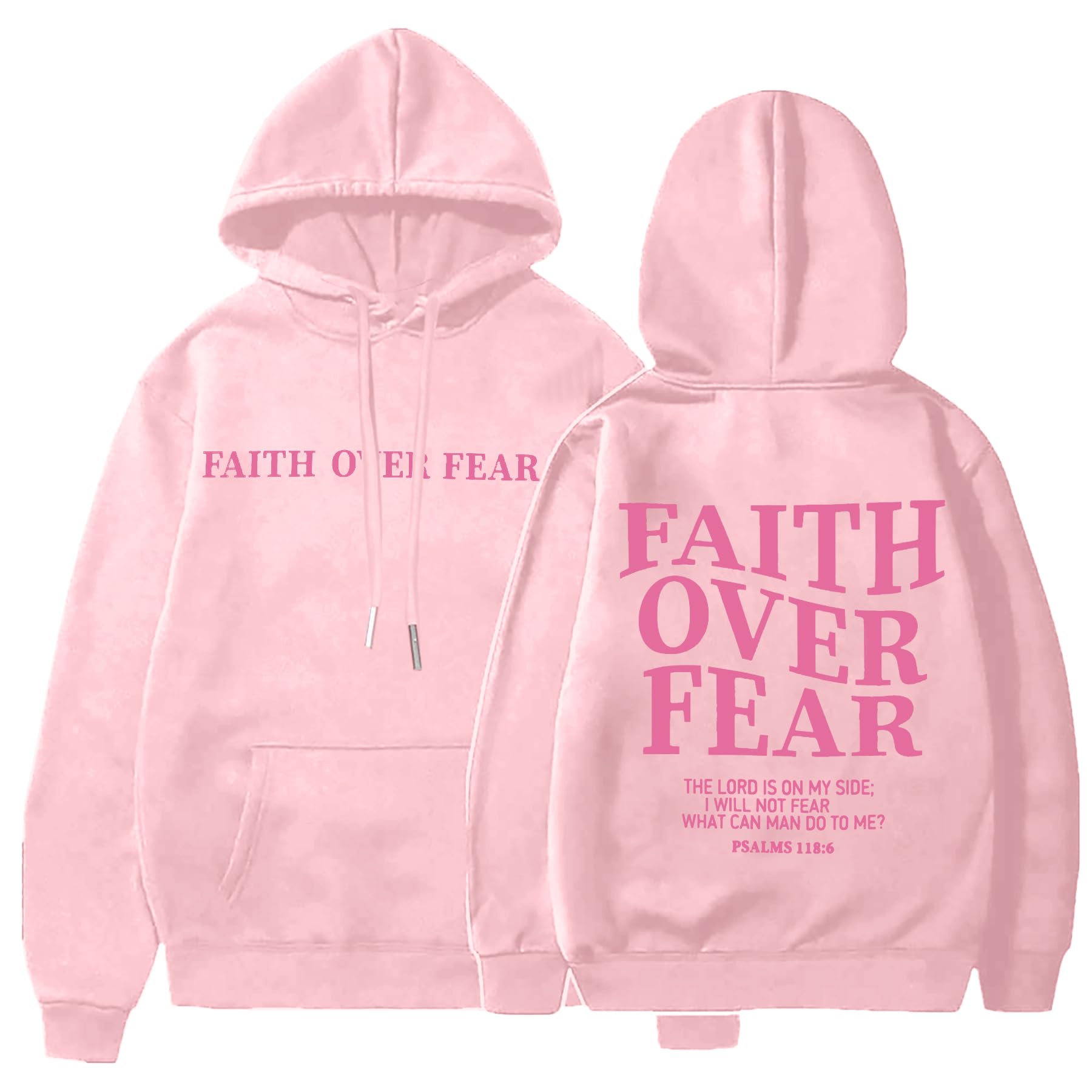 BANGELY Faith Over Fear Hoodie Women Christian Sweatshirt Graphic Christian Religious Sayings Sweater Bible Pullover Tops
