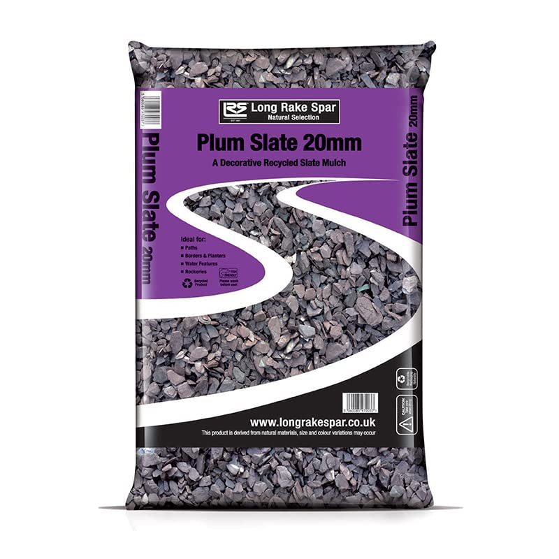 Suregreen Plum Slate Chippings | 20mm | 20kg | Aggregates, Garden Pebbles, Garden Chippings, Driveway Stones/Sealer