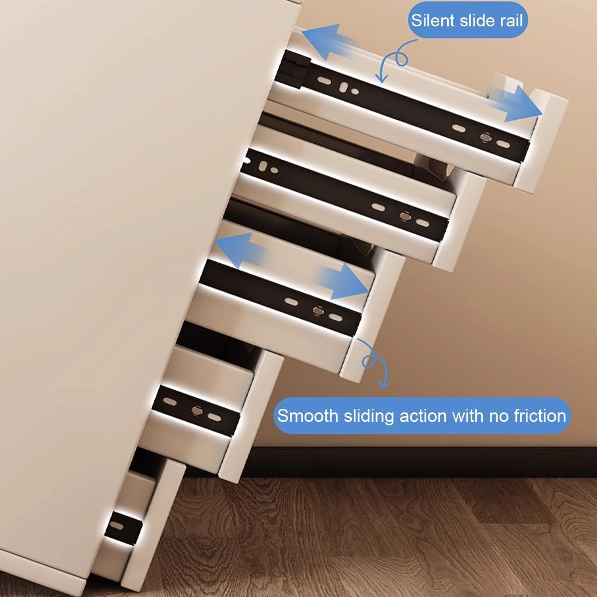 Under Desk File Cabinet with Drawers,5-Drawer Solid Pine & Engineered Wood Locker,Matte Tall Organizer for Office Bedroom Hallway Entryway Closets(White)