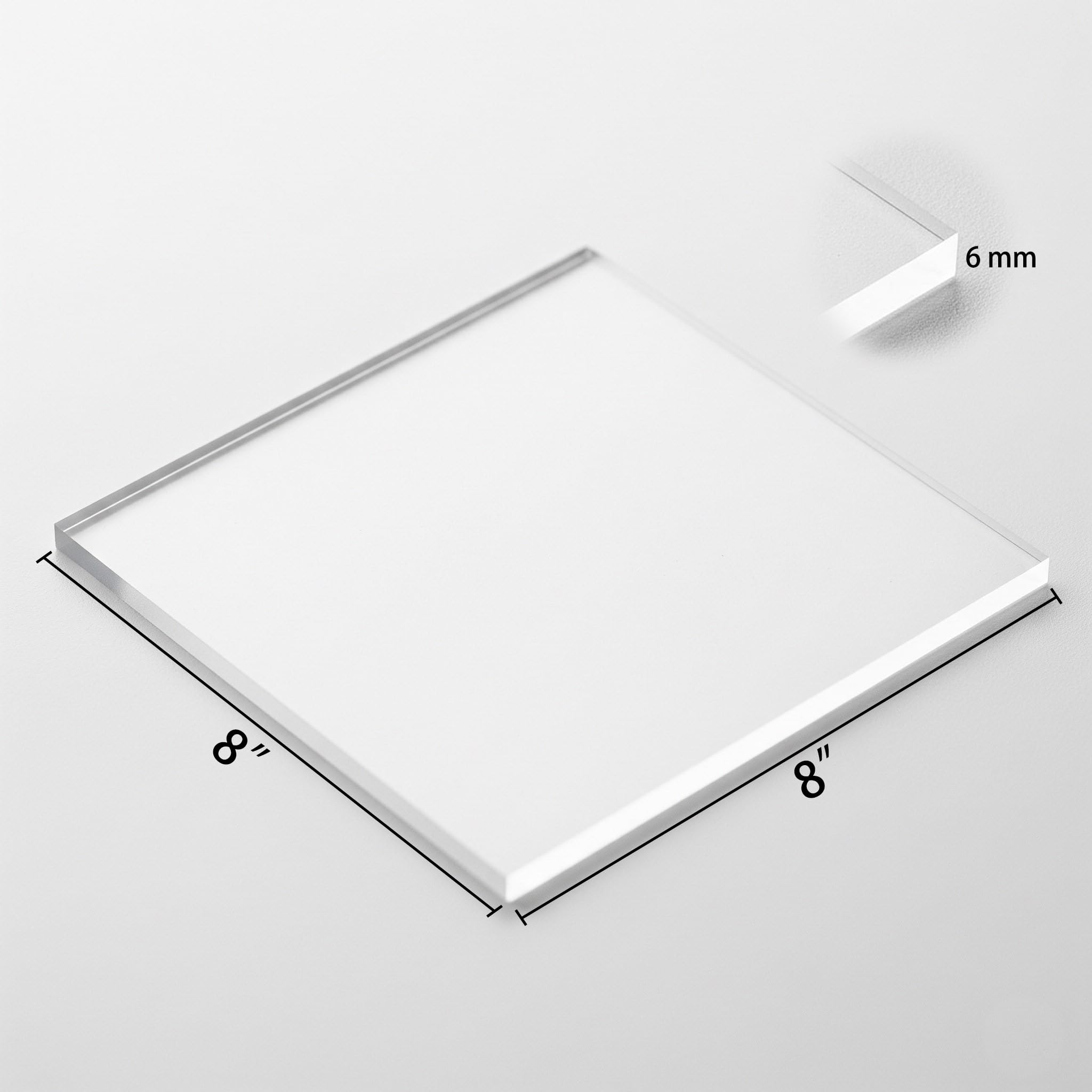 Confezione da 5 pannelli in plexiglass da 20,3 x 20,3 cm, spessore 6 mm, fogli acrilici trasparenti con pellicola protettiva per cornici artistiche, artigianato fai da te, segnaletica, esposizione e