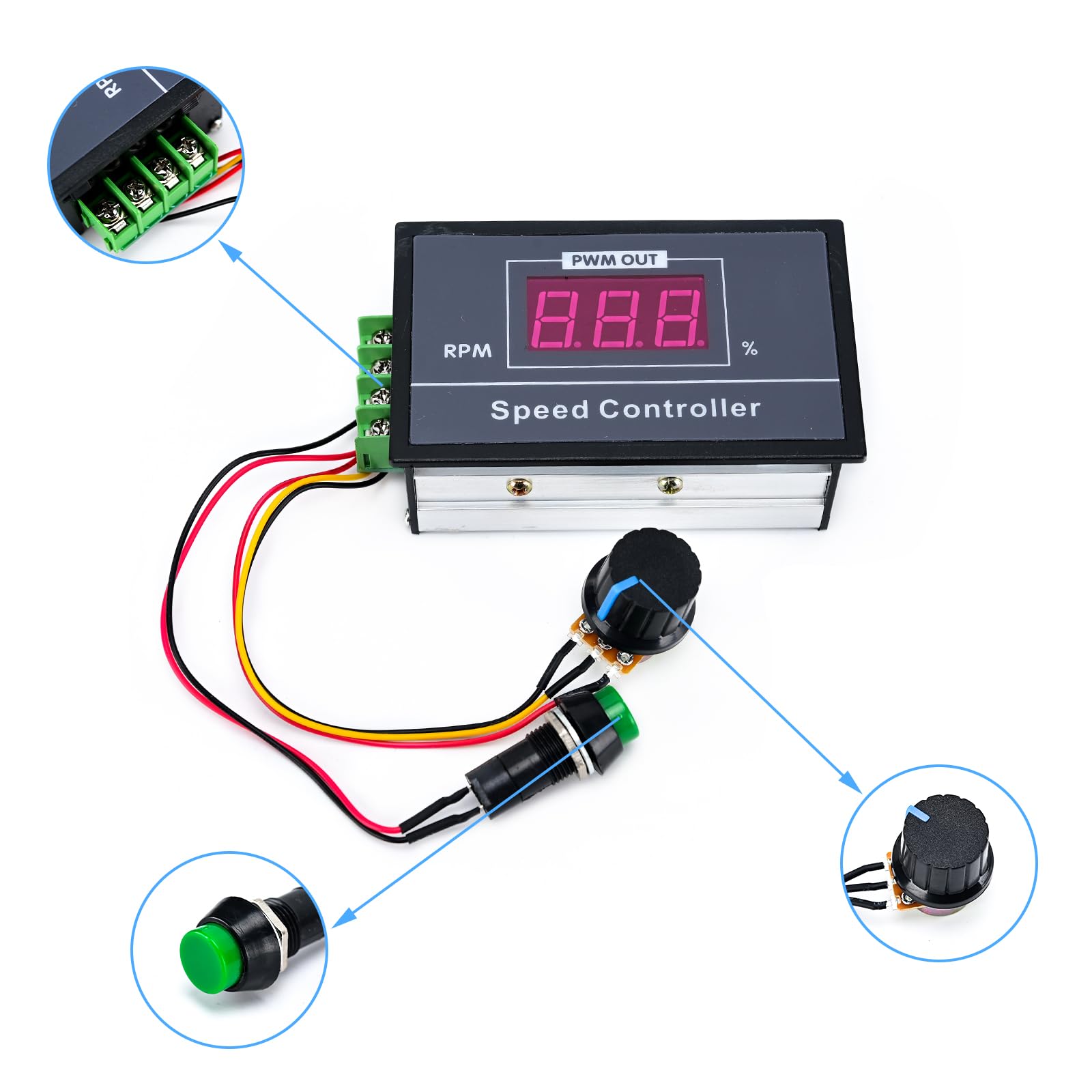PWM Motore REGOLATORE Di Velocità Giri DC 6V 12V 24V 3A Con Inversi E Switch Generico