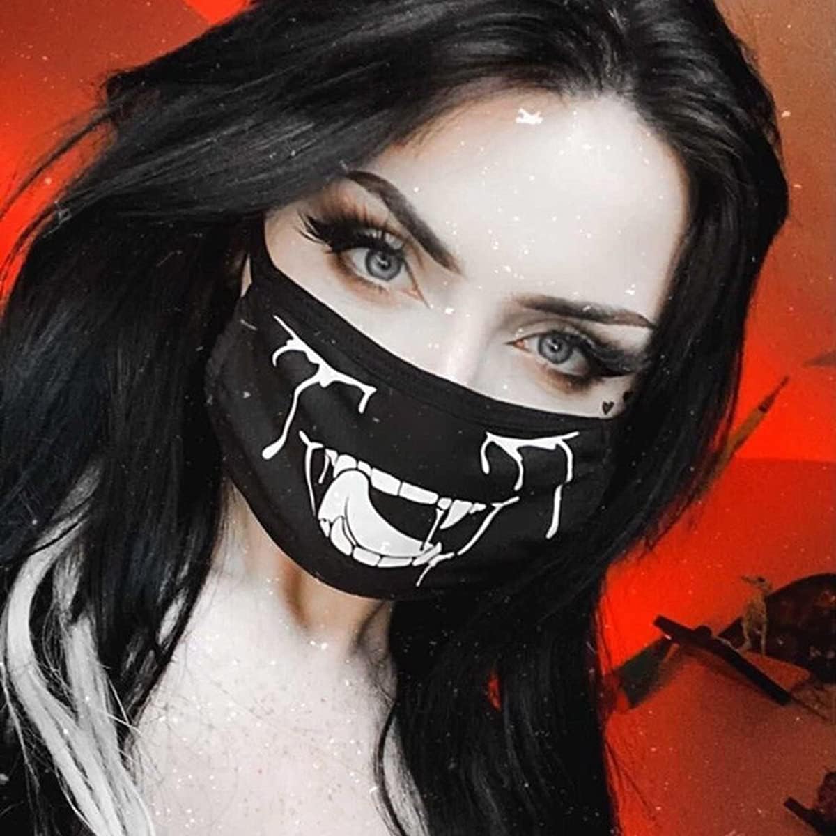 Skateboard Frog Women Goth Printed Masks Reusable Cloth Cosplay Face Mask Balaclava