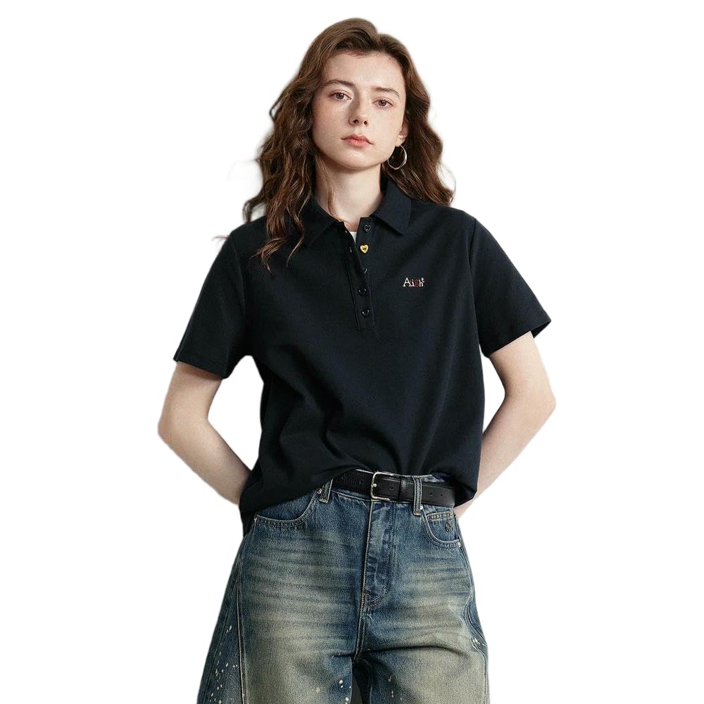 Camiseta de verano para mujer transpirable con botones de corazón 8