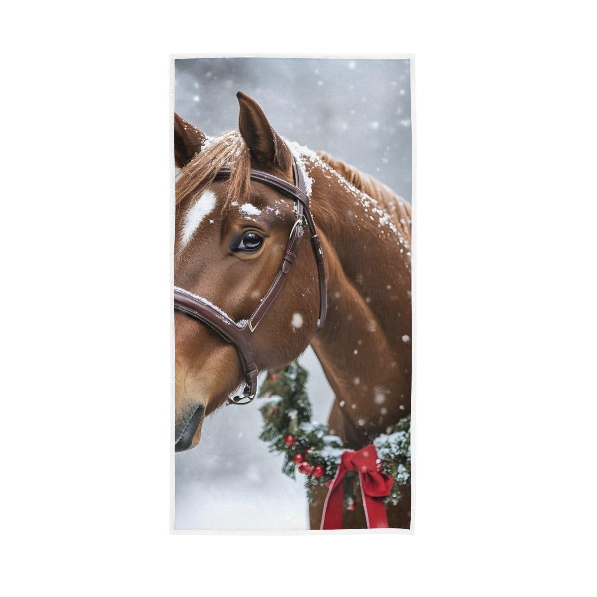 LSRCPD Horse with Wreath Hand Towel, 15 x 30 Inches, Soft Highly Absorbent Towels for Bathroom Gym Hotel