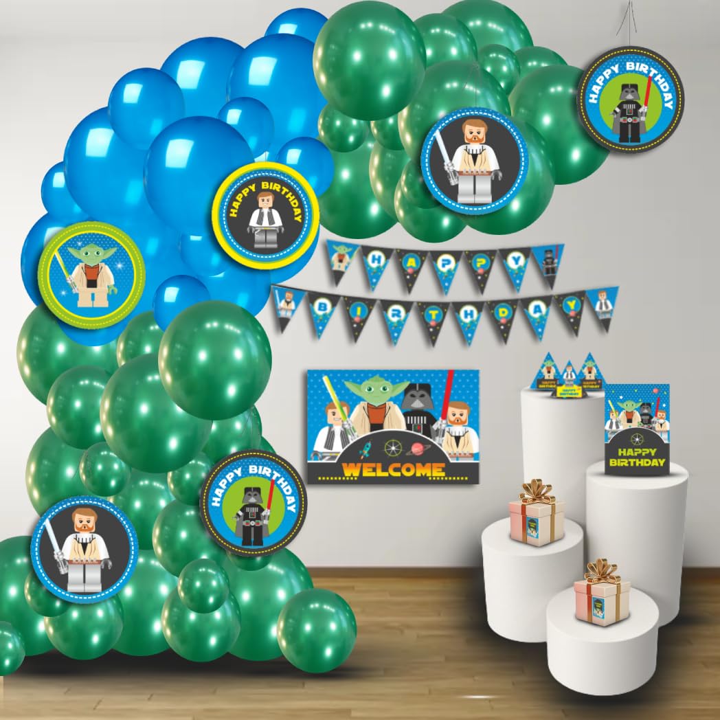 Sponsored Ad - Pretty UR Party Star Wars Party decorations Kit - 80 pcs includes Bunting, balloons, thank you, centerpiece, danglers, Caps, Jedi Party Supplies, Star War Birthday Decor, DIY décor Pack for kids