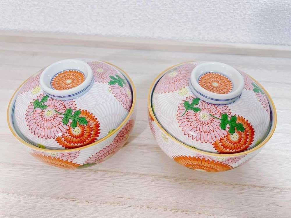 Amazon.co.jp: 有田焼 幸楽窯 錦菊花尽くし小蓋物 2点セット