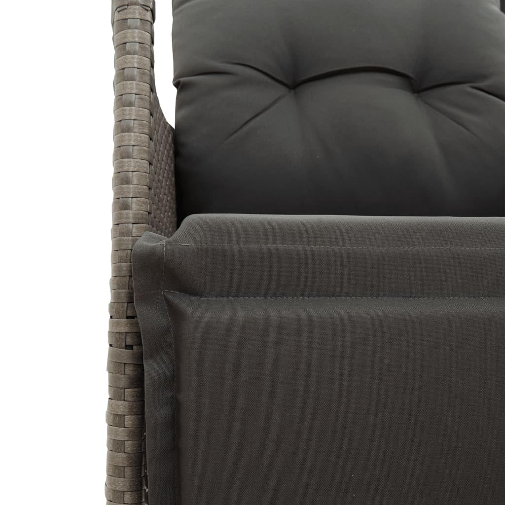 vidaXL Sillón reclinable de jardín con Cojines ratán sintético Gris, Silla de Patio reclinable, Asiento de jardín reclinable, Tumbona