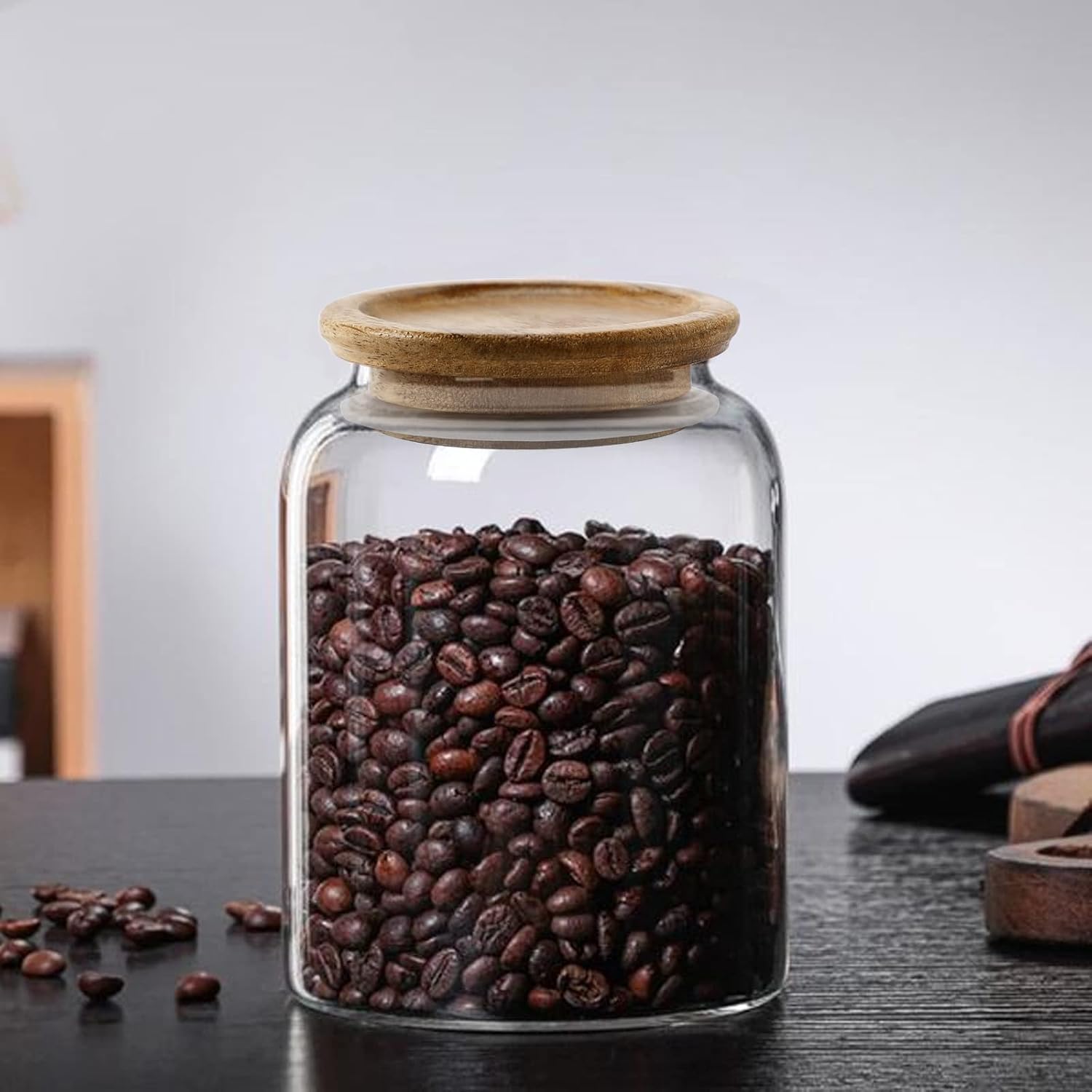 6PCS Regular Mouth Mason Jar Lids, Reusable Natural Acacia Wood Canning Lids Ball Jars Wooden Storage Lids with Airtight Silicone Seal for Regular Mouth Jars (Brown) image 5