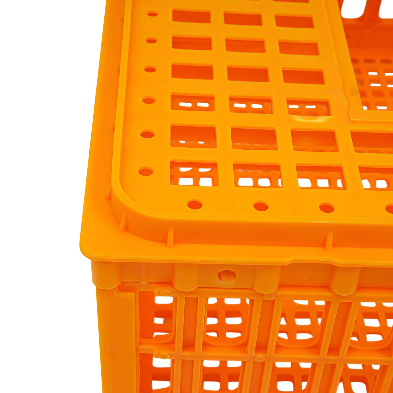 4 Stück Geflügel Tragetasche, Huhn-Transportkäfig mit Schiebetür und Transportgriffen, Korb Box für Geflügel, Huhn, Vogel, Ente, Gans, 200kg Tragfähigkeit, 77 * 55 * 27 cm, Orange