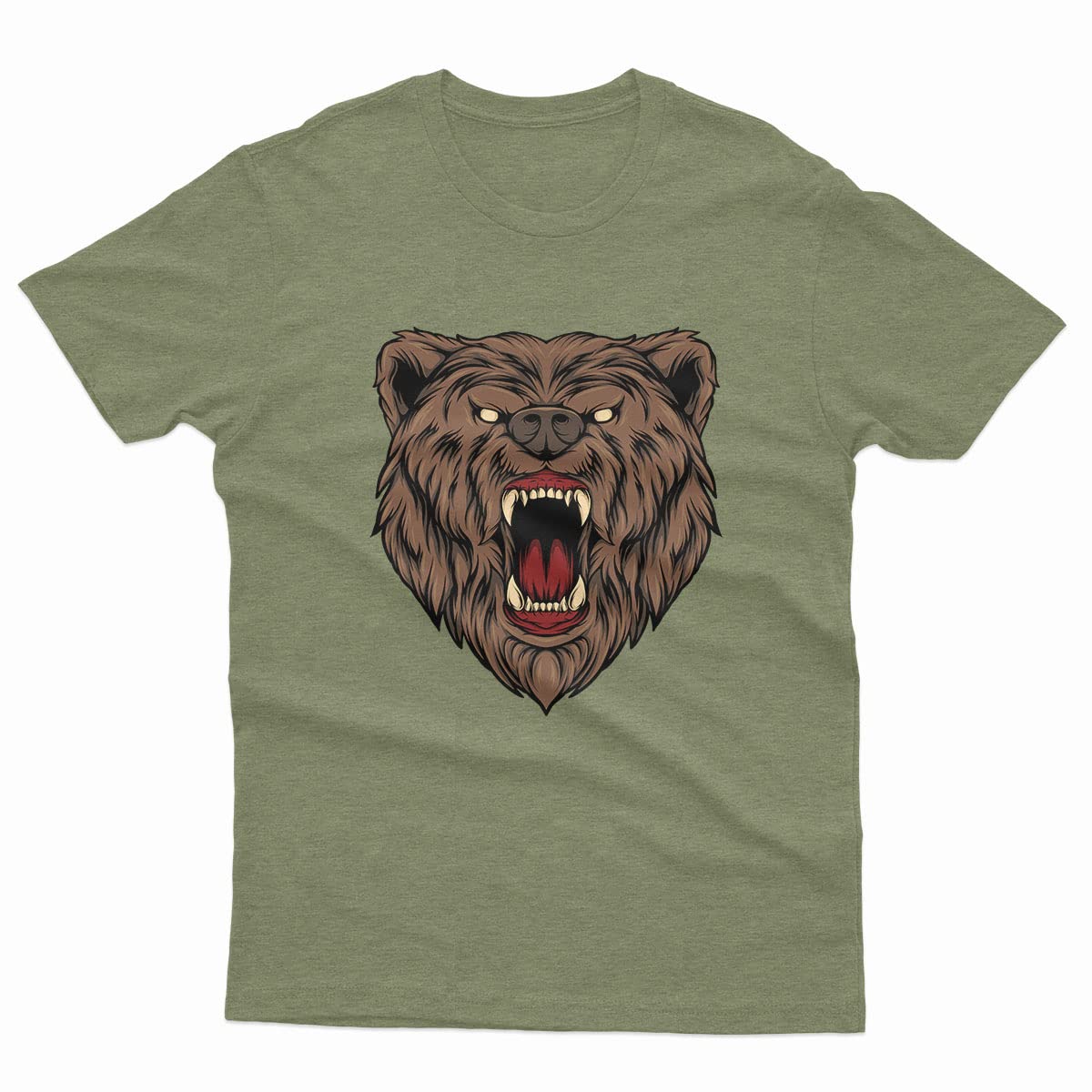 Grizzly Bear Roaring Face Mens T Shirts Unisex Tee #P1#Or#A