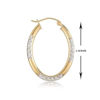 Amazon.com: 14k Gold Hoop Earrings - Oval Tube Two Tone for