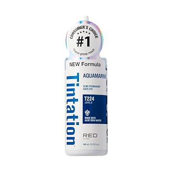 Red by Kiss Tintation Semi-Permanent Hair Color, Aloe Vera Water Based, Argan Oil, Olive Oil, Collagen & Keratin, Long-Lasting Color Dye (Aquamarine, 5 Fl Oz)
