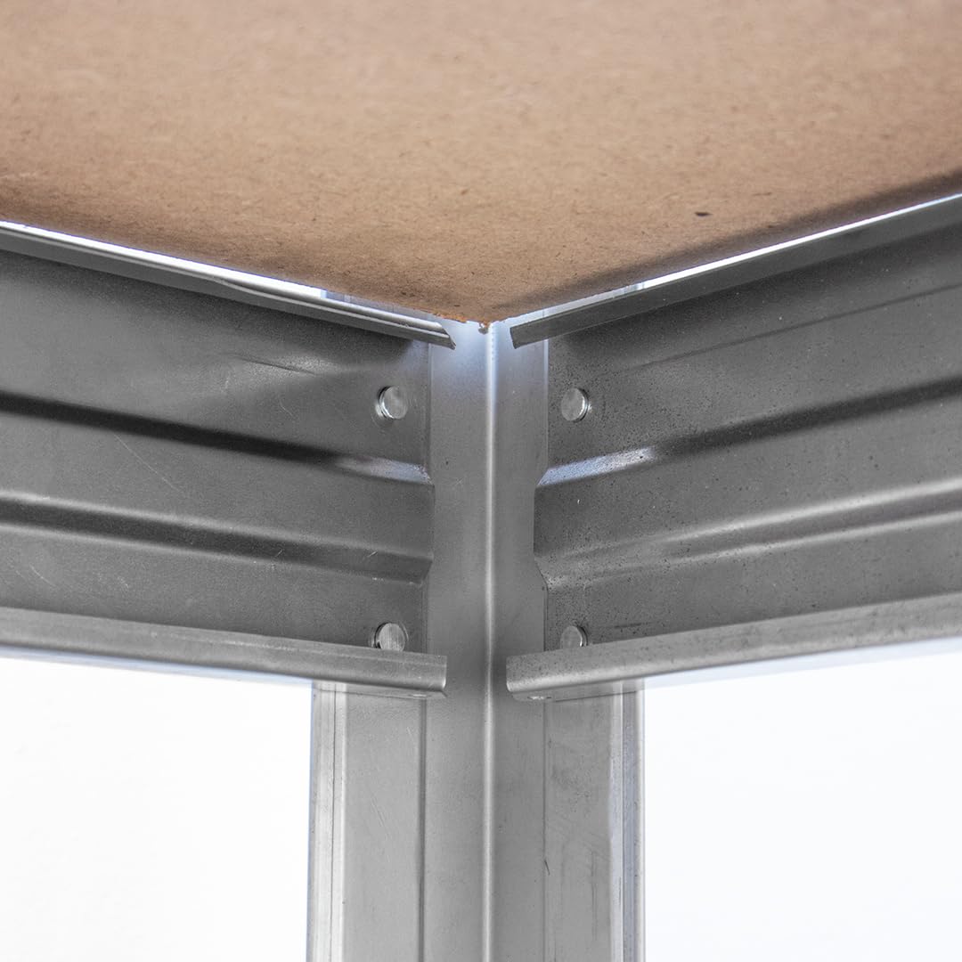 Master Rax Werkbank mit Stecktafel 150x150x60 cm – Traglast 300 kg – verzinkter Stahlrahmen – DTD-Arbeitsplatte 18 mm – werkzeuglose Montage – mit Lochwand – für Werkstatt & Garage