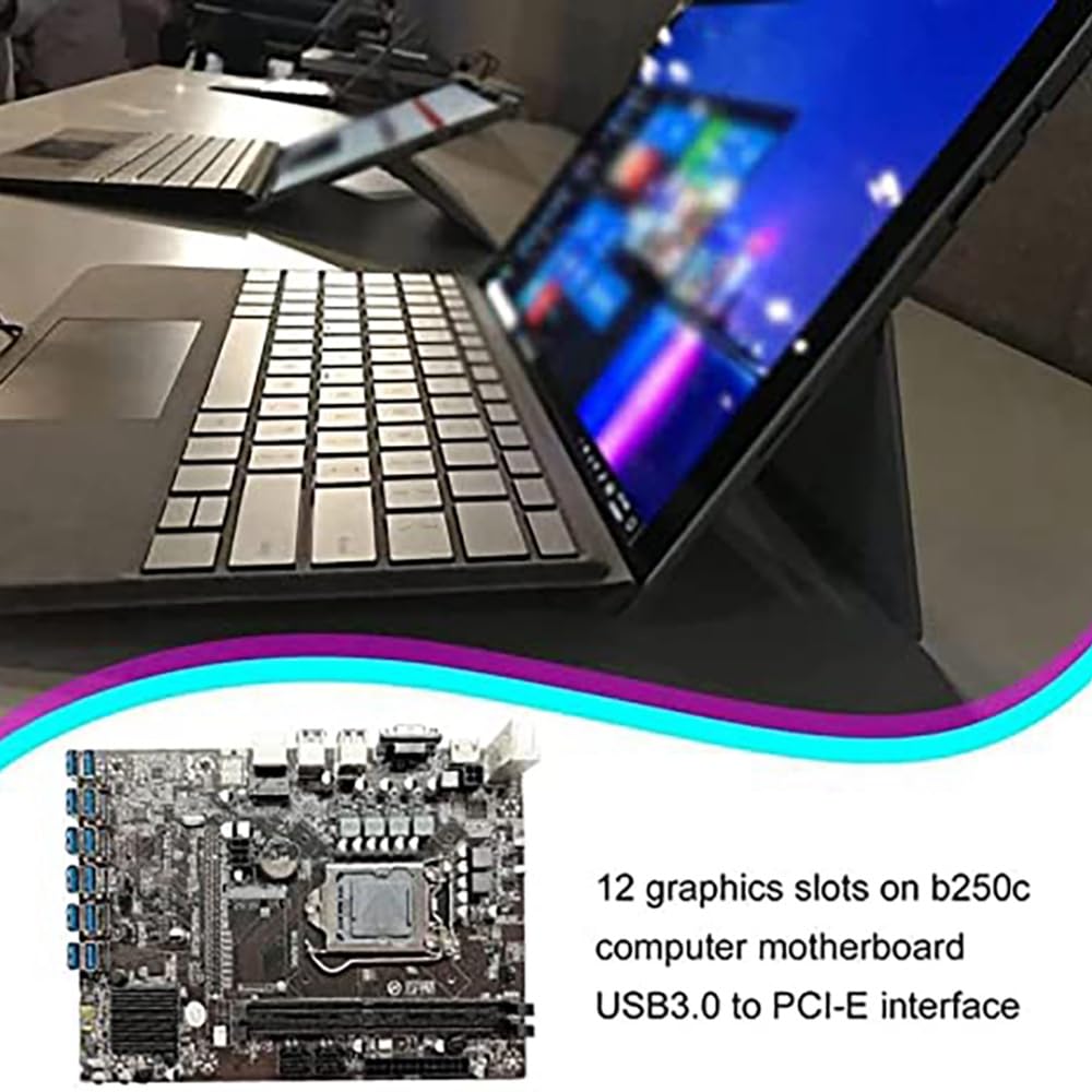 Nouvelle Carte MèRe MinièRe 12 Cartes B250C BTC + Adaptateur USB3.0 19P/20P vers Type-E + Câble de Commutation 12USB3.0 (PCIE) LGA1151 DDR4 MSATA