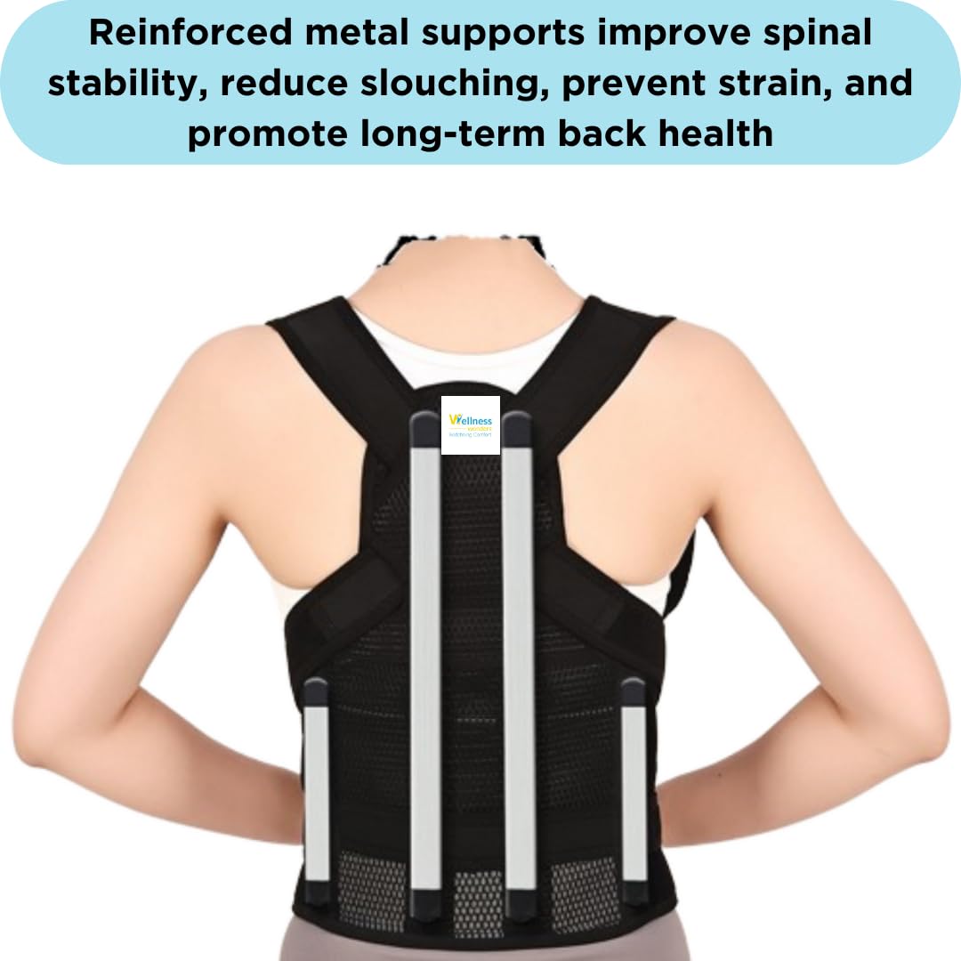 Back Brace Posture Corrector Adjustable Shoulder Support Brace, Compression Fracture Back Brace, Spine Decompressor, Neck & Scoliosis Posture Corrector (Medium)
