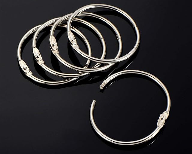 Fat-catz-copy-catz 10 Pcs Metal Silver Tone Round Hinged Binding Rings Book Loose Leaf Rings Keychain Ring 3 sizes: 2", 2.5" or 3" (10x 2 Binder Rings)