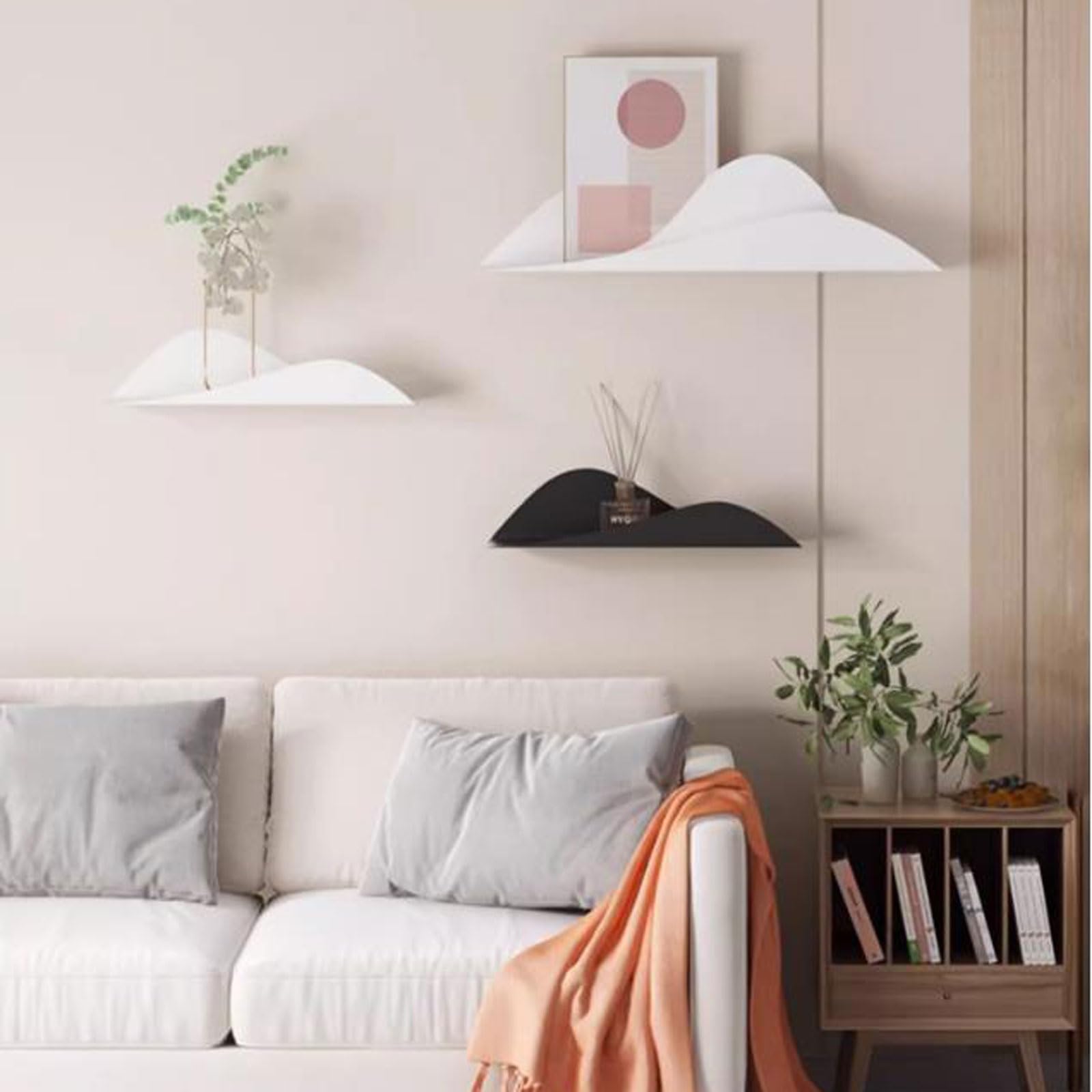 Mensole sospese Mensole sospese in Metallo Decorazioni da Parete, Scaffale a Parete Decorazioni per la casa Arte per Camera da Letto Soggiorno Cucina Bagno Ingresso, Set di 3 menso