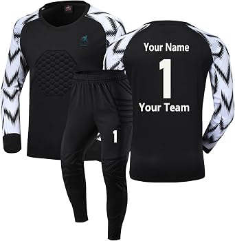 Childrens Goalkeeper Goalkeeper Jersey Soccer Jersey Set with Sponge Protective Padding Quick Dry Youth Adult Customized