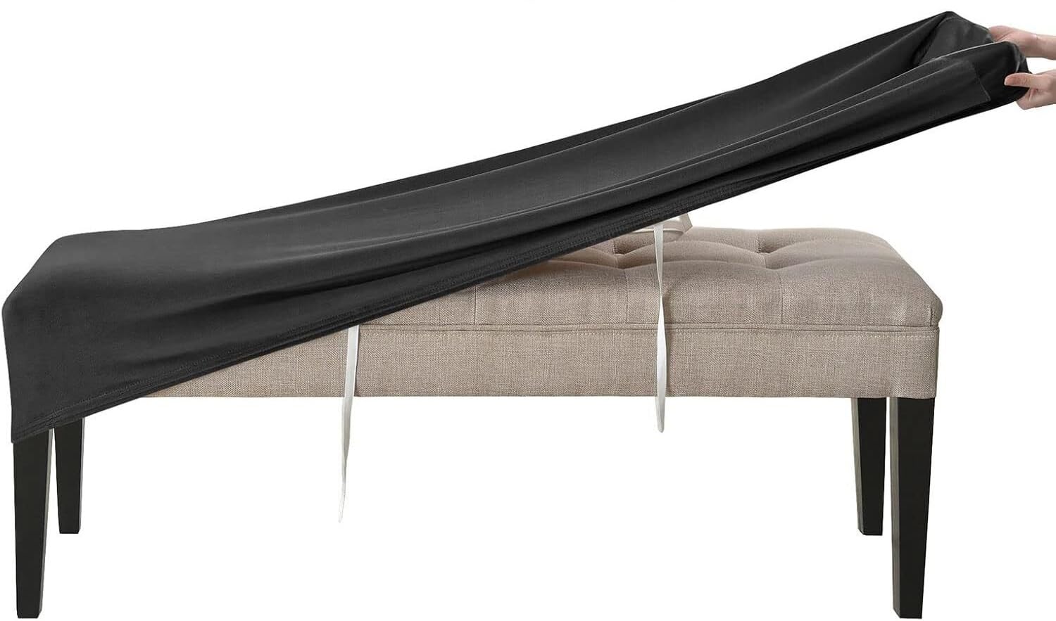 Rtsfkfs Black Velvet Bench Slipcover Washable Upholstered Seat Protector Cover For Living Room, Kitchen & Bedroom(Black)