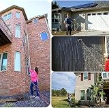 GYEQXKT Wysięgnik teleskopowy do czyszczenia 10,8 m z szczotką 55 cm, rakla z regulowanym kątem i uniwersalnym wężem do paneli słonecznych, okien i powierzchni zewnętrznych.