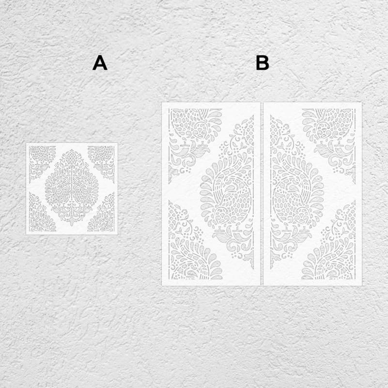 Plantillas de damasco barroco S637 tamaño grande reutilizables para mural decorativo de pared 2