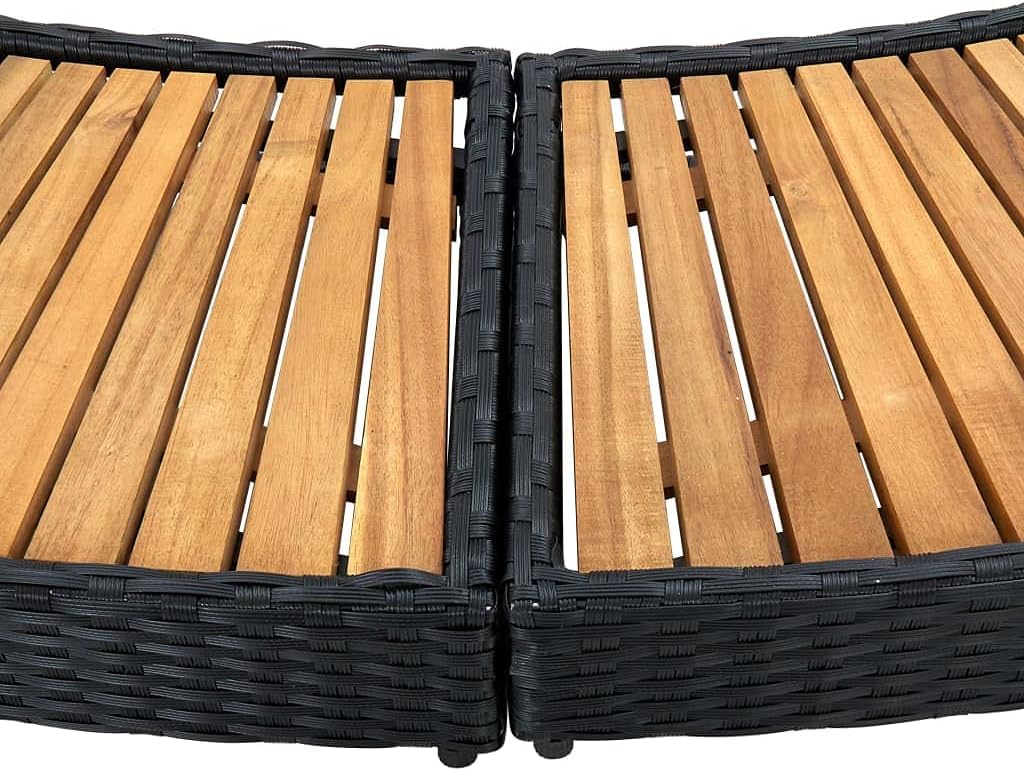 Akazienholz Whirlpool Umrandung Witterungsbeständig Verkleidung Poolumrandung Poolverkleidung für Jacuzzi Schwarz Poly Rattan