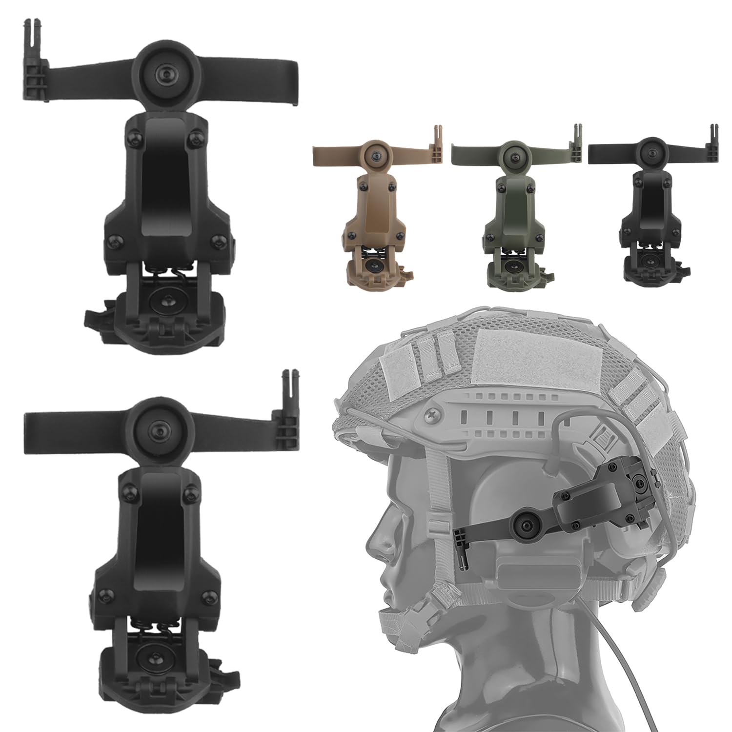 Zhongren Fast Casque Arc Rail Adaptateur COMTAC3 Tactique Pickup Casque Suspension Support Multi-Angle Rotation pour OPS Core Arc & Team Wendy M-Lok Rail