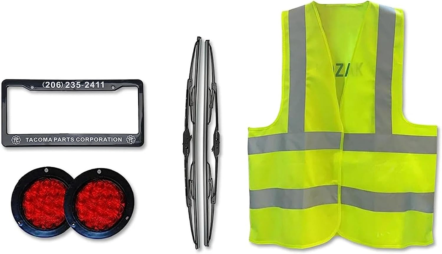 KOZAK Radiator 238900 Compatible with Kenworth T680 2018+, Includes Logo, Windshield Wipers, License Plate Frame, 2x Trailer Tail Lights, and Reflective Vest