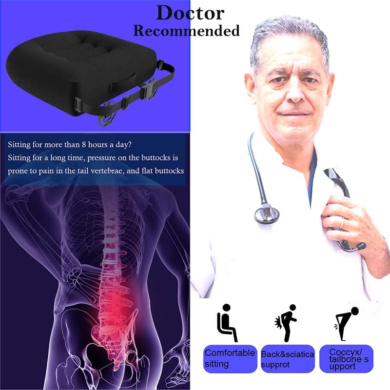 Car Booster Seat Cushion, Chair Cushions, Comfort Seat Cushion Pillow for Office Chair/Car Seat, Butt, Tailbone, Back, Coccyx, Short People Adult Booster Chair Cushions Relief Pad Solid Black image 6 of 7 B09SYS7ZF3