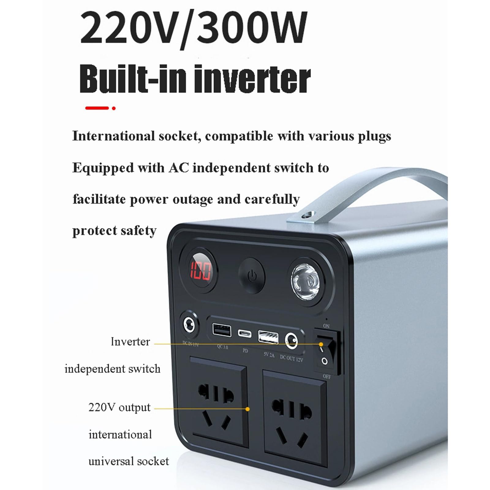 Stockage d'énergie, Alimentation Mobile d'urgence extérieure 220 V, Haute Puissance, Portable, Domestique, Charge et éclairage Mobiles solaires