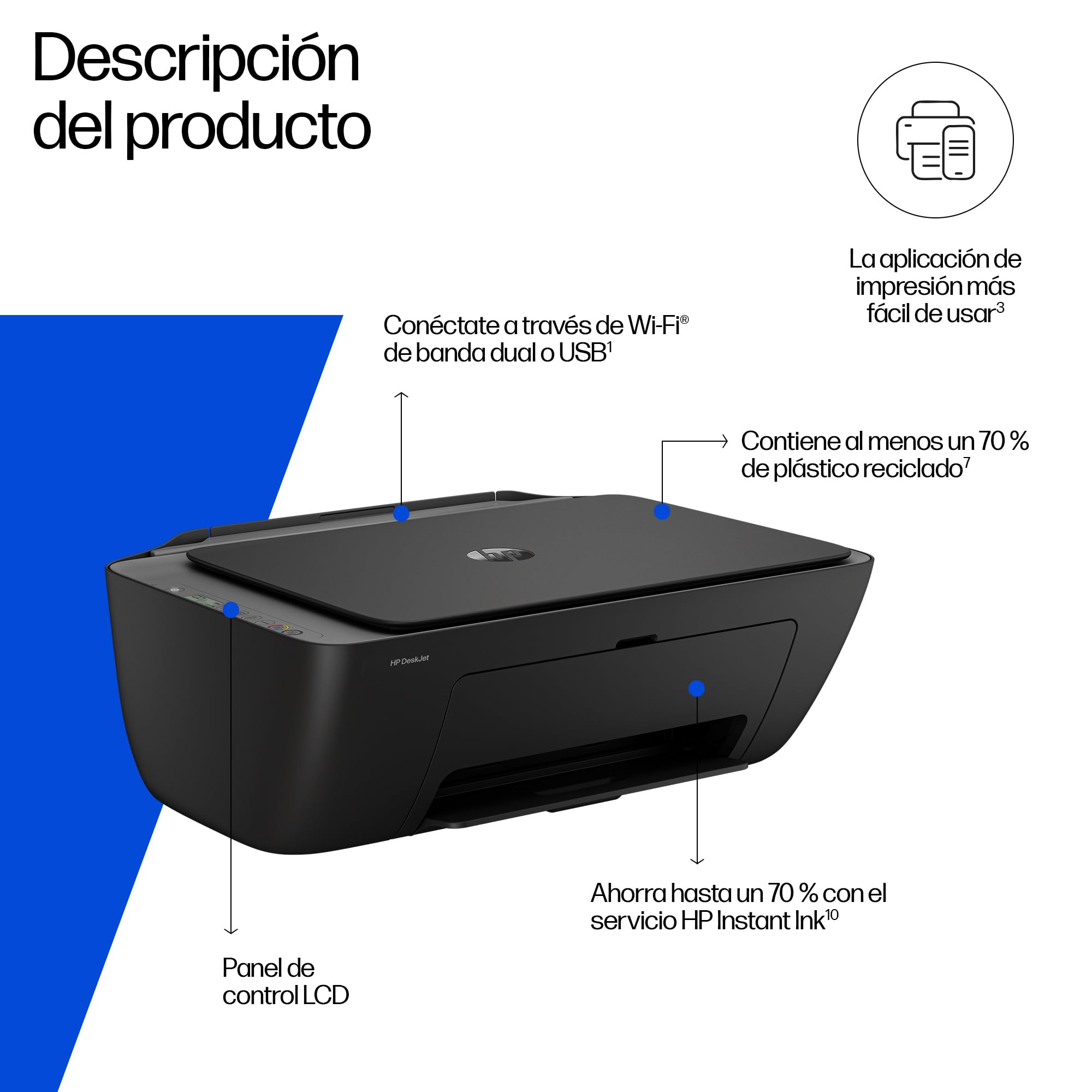 HP DeskJet 2920 Impresora Multifunción Inyección Tinta Color Inalámbrica Wi-Fi Doble Banda Negro