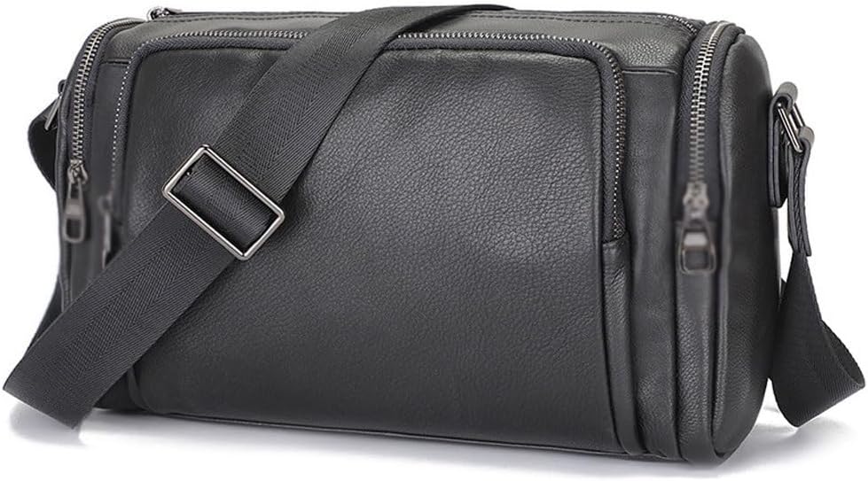 Single shoulder bag for men's fashionable retro cylindrical, genuine leather for single