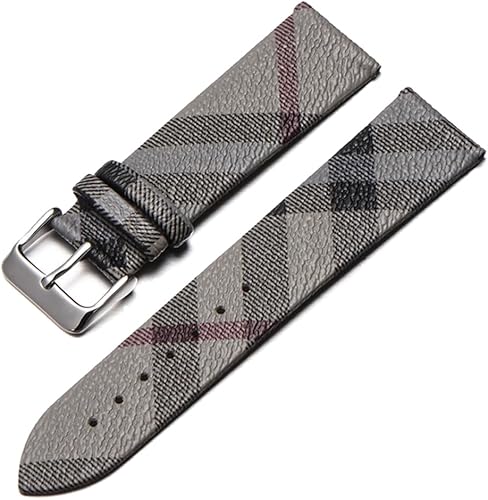 Genuine Leather Watch Band Calfskin Replacement Plaid Strap 14mm 16mm 18mm 20mm 22mm for Men and Women