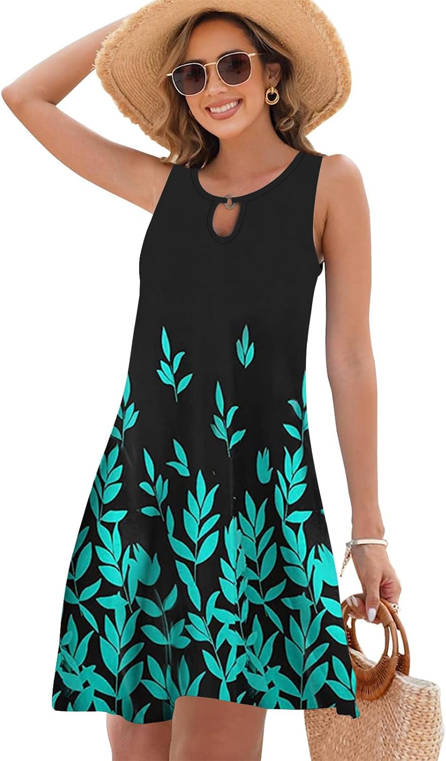 ETCYY Summer Dresses for Women 2026 Trendy Boho Floral Print Beach Cover Up Casual Spring Sleeveless Sundresses - Image 2