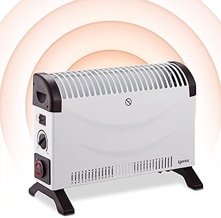 Igenix IG5250 Portable Electric Low Energy Convector Heater with Adjustable Thermostat and 24 Hour Timer, Freestanding, Ideal for Home or Office, 2000 W, White