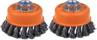Mixiflor 2 Pack Knotted Wire Cup Brush for Angle Grinders, 5/8 Inch-11 Threaded Arbor, 0.02 Inch Carbon Steel Wire Wheel for Angle Grinder, for Rust Removal