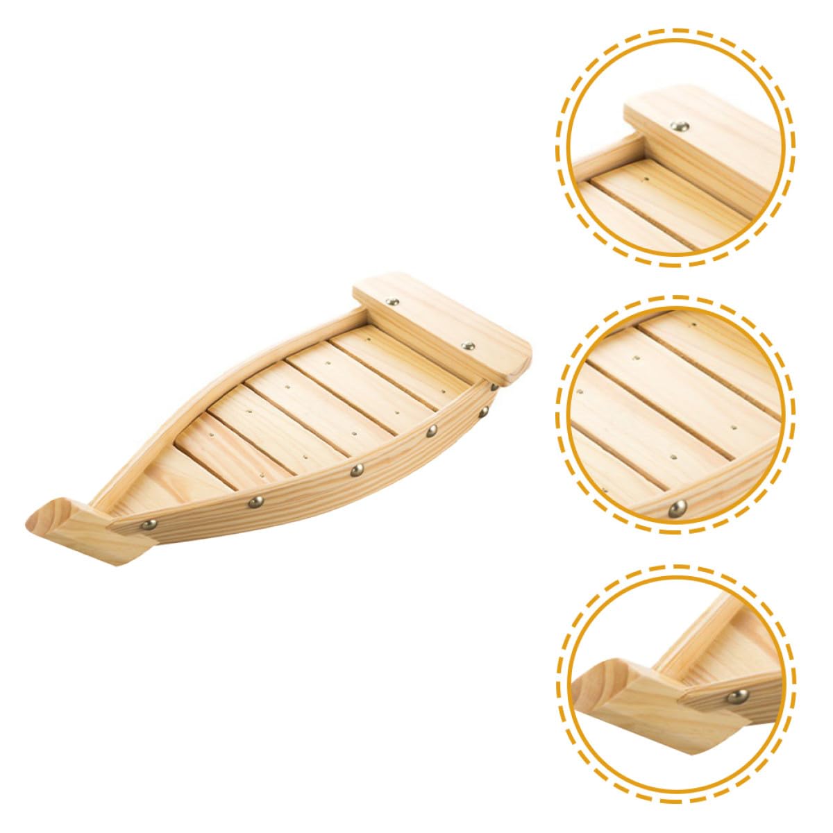 SHINEOFI Bateau à Sushis en Bois Beige pour Service de Sushis et Porte-Sashimi Effet Décoratif, Plateau de Présentation pour Restaurants Japonerie