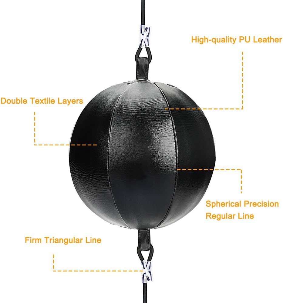 Speed Punch Bag, Leather Double End Boxing Speed Ball Punching Bag, Boxing Bag with Pump Ring Locking for Gym MMA Boxing Sports Punch Bag Adult Kids Men Women : Sports & Outdoors