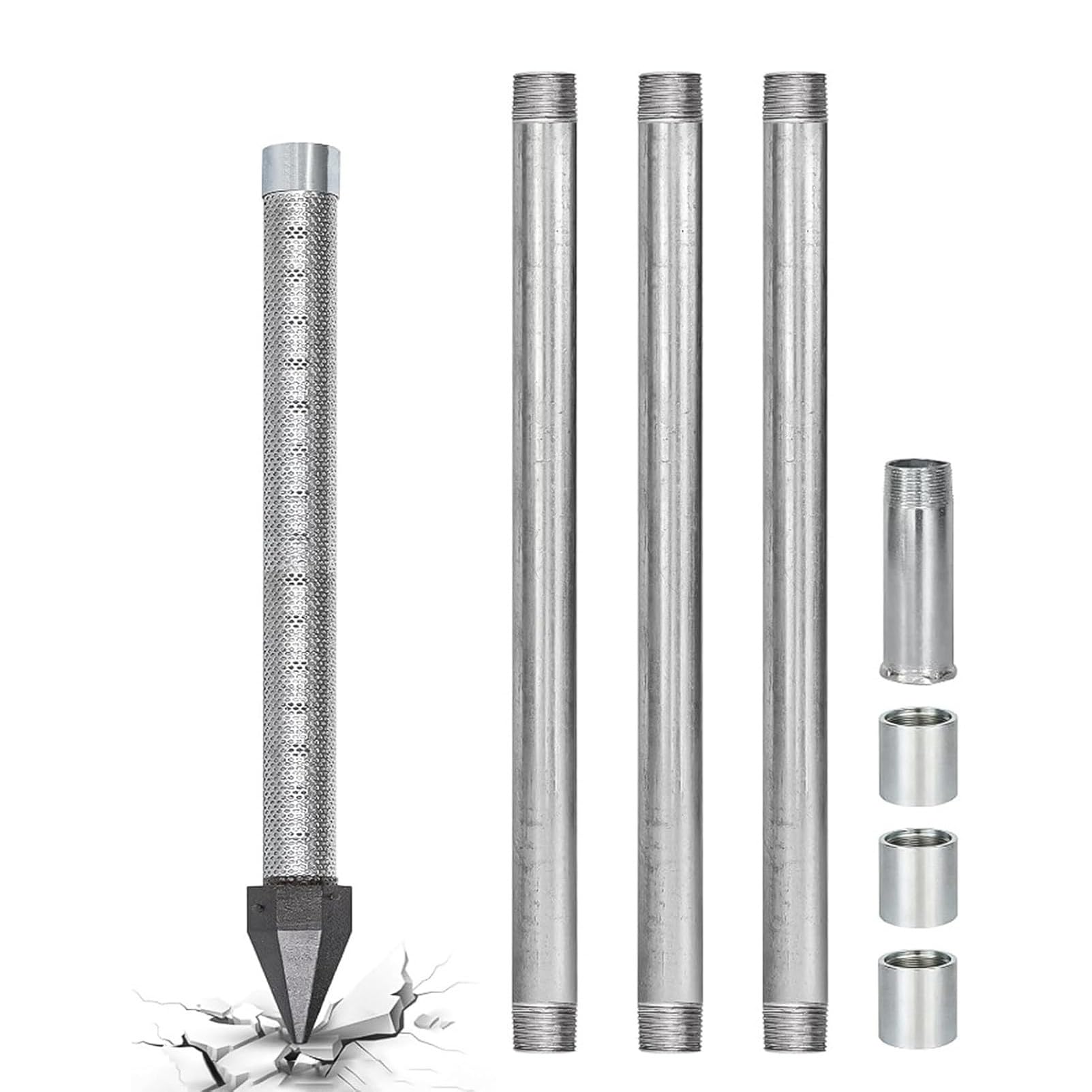 Ofyphth Sand Point Well Kit, 1-1/4" Stainless Steel Drive Point with 60 Gauge Mesh Screen, 36-Inch Heavy Duty Shallow Well Drilling, for Garden Irrigation & Water Supply. 4M