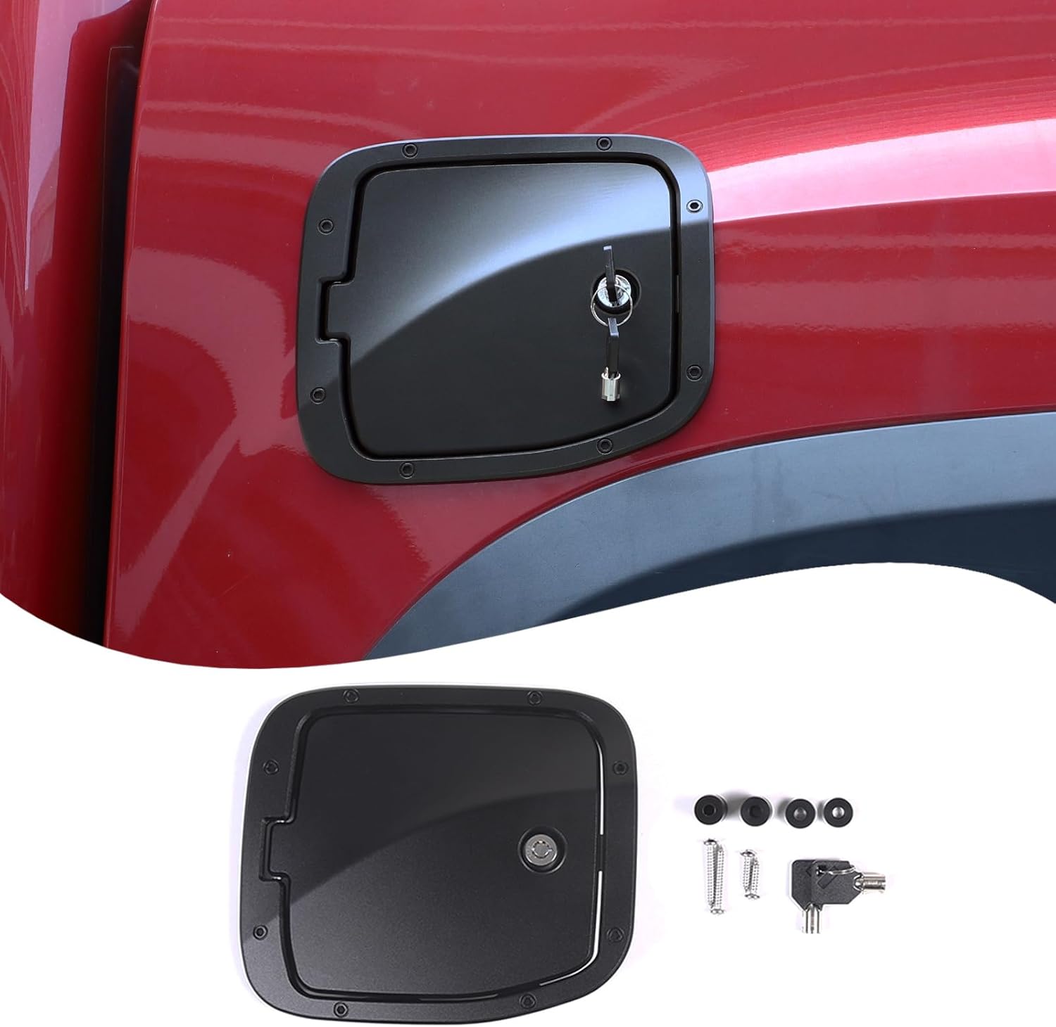 Lcojicep Fuel tank cap replacement anti-theft lock cap Compatible with Tacoma 2016-2022,Locking Gas Cap Cover, Fuel Tank Door with Lock，aluminum alloy Car Fuel Tank Gas Filler Cap Cover (Style A)