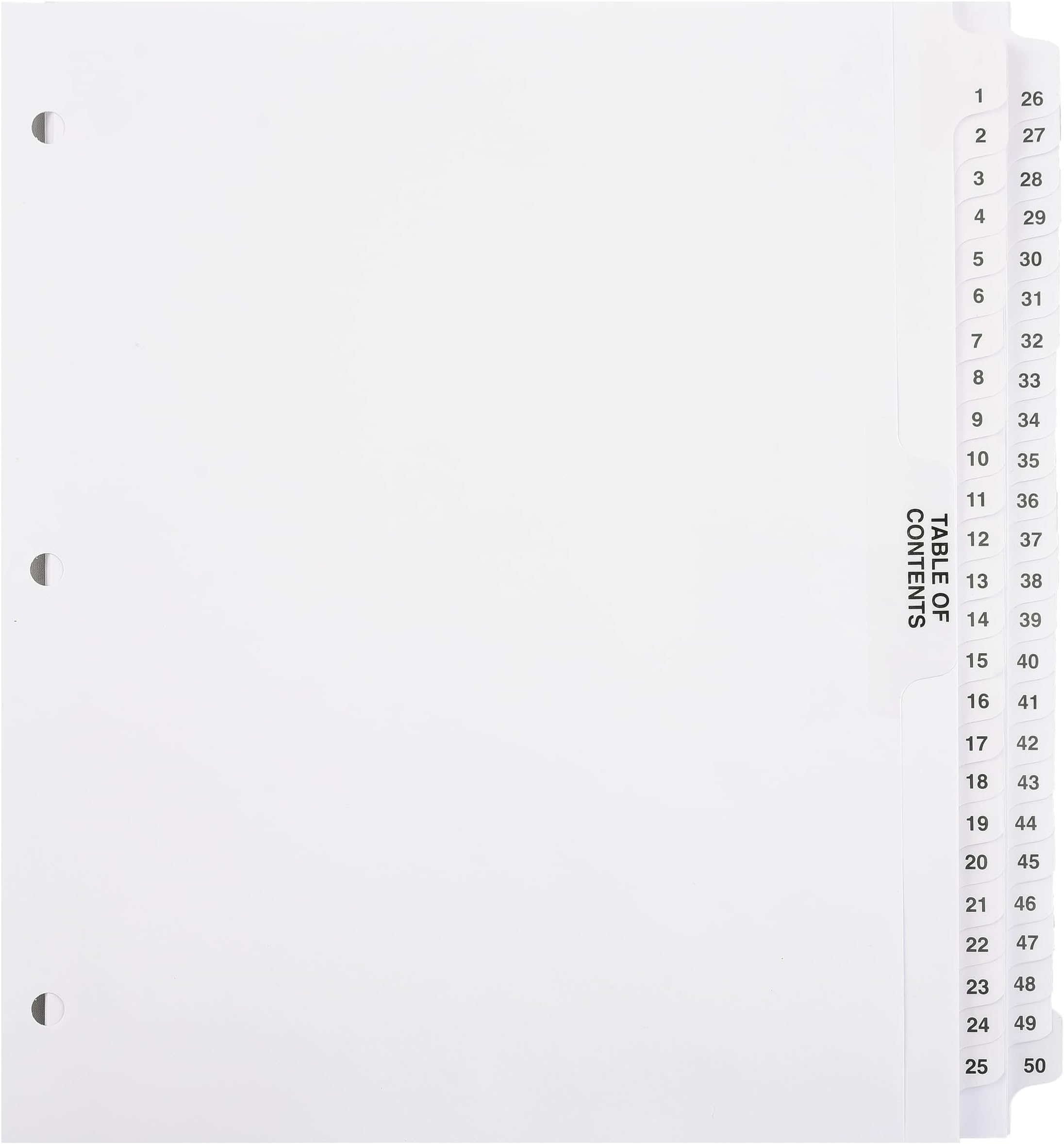 Exhibitindexes® Numbered Dividers 1-50 Punched - AVE Style Bold Tabs - Side Collated Exhibit Tabs - Made in The USA | Letter Size - 1-50 - Sets