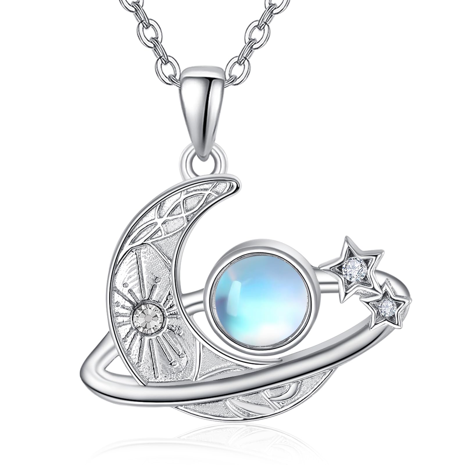 Zhi Kexin Planet Necklace Moon Pendant 925 Sterling Silver