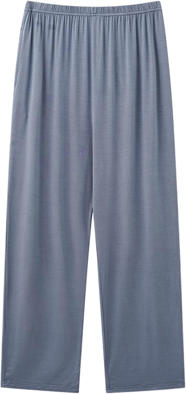 Womens Cotton Pajamas Pants Wide Leg Pj Bottoms with Pockets Lightweight Soft Elastic Waist Lounge Soft Sleep Pants